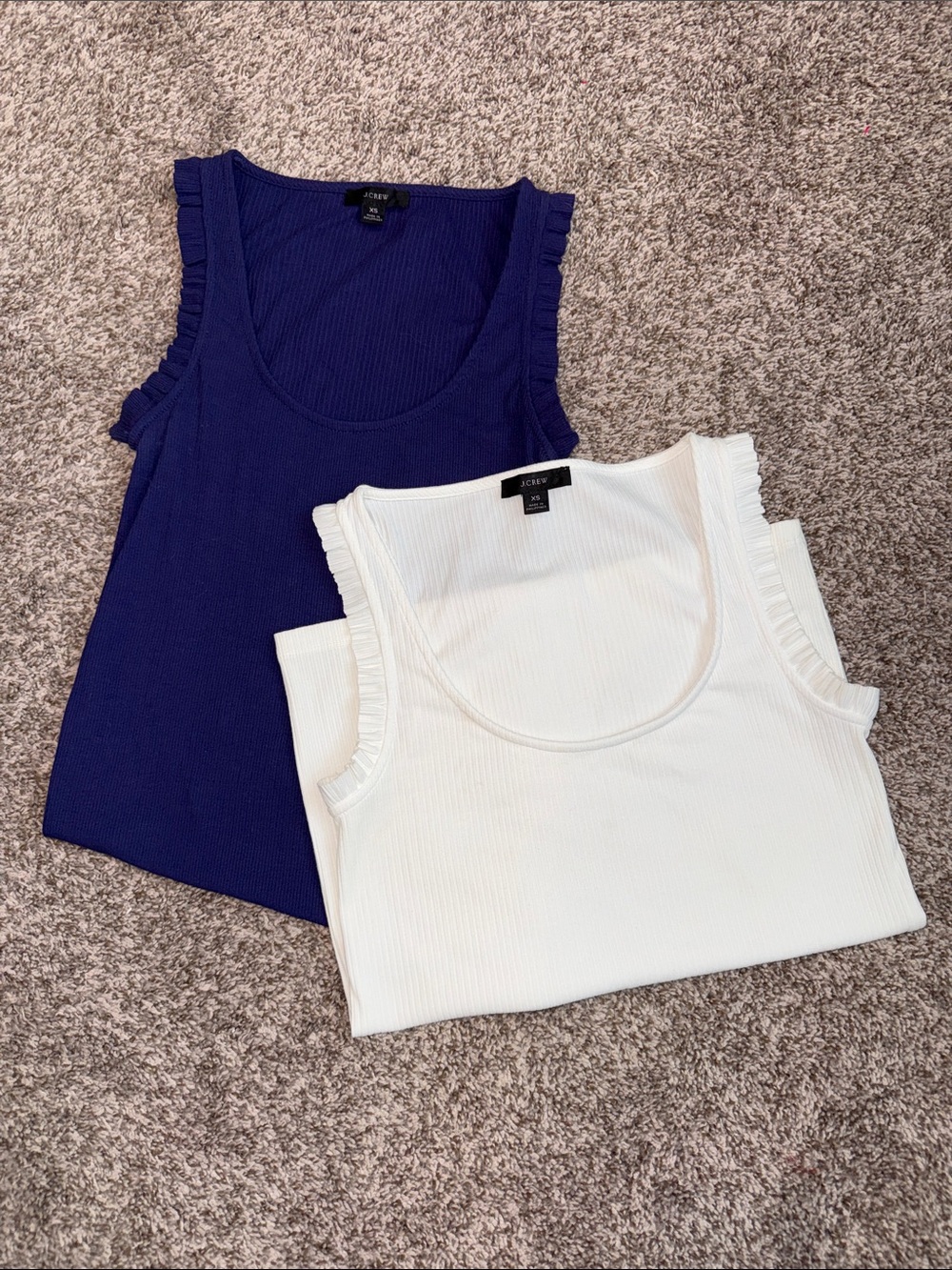 Two J Crew Ruffle Neck Tank Tops XSmall